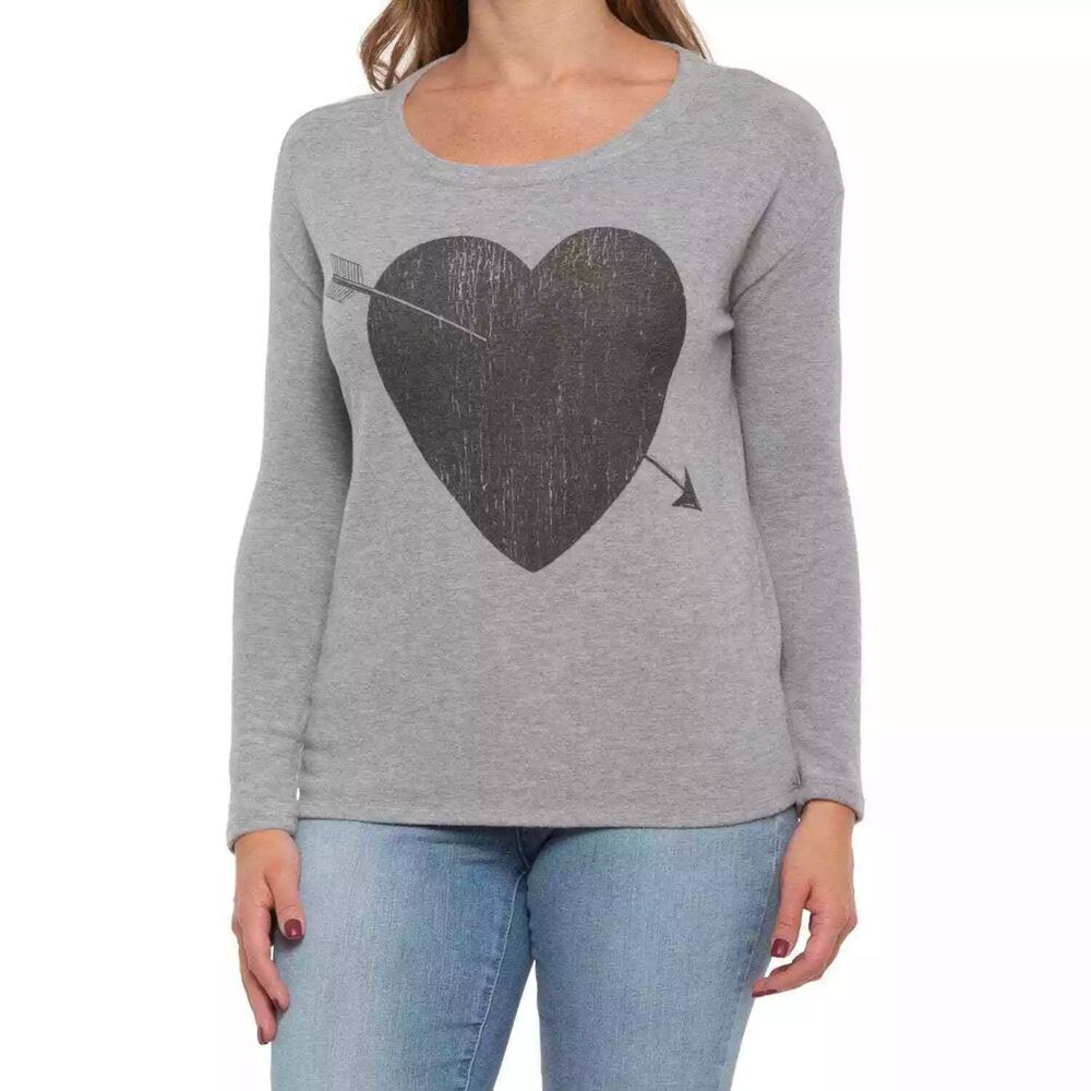 Chaser Gray Fleece Valentine's‎ Day Arrow Heart Cozy Sweatshirt Women's XS